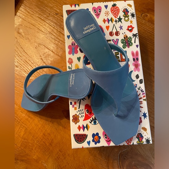 Jeffrey Campbell NWT/in box Sz 9 kitten .5” heel thong sandals, beautiful blue - Picture 14 of 16